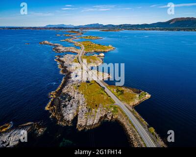 Aerial of the Atlantic Ocean Road, More og Romsdal county, Norway Stock Photo