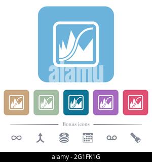 Adjust image curves white flat icons on color rounded square backgrounds. 6 bonus icons included Stock Vector