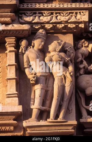 Shiva and Parvathi, Parsvanatha Temple, Khajuraho, Madhya Pradesh, India Stock Photo