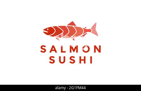 abstract colorful sushi salmon logo symbol vector icon illustration graphic design Stock Vector