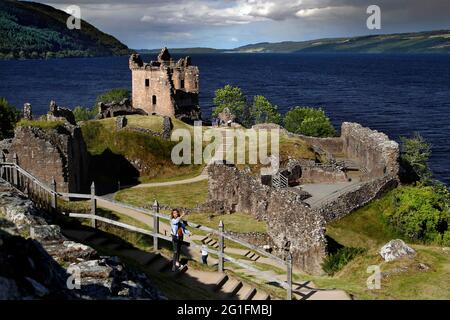 Loch Ness, Lake, Urquhart Castle, Castle, Drumnadrochit, Highlands, Highland, Scotland, Great Britain Stock Photo