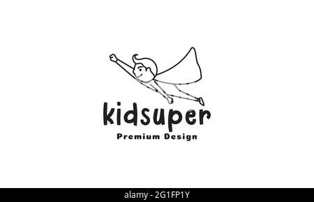 lines cartoon kids fly logo symbol vector icon illustration graphic design Stock Vector