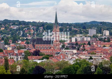 The Herz-Jesu-Kirche (English: Church of the Sacred Heart of Jesus) is the largest church in Graz, Austria. It was designed down to the last detail by Stock Photo