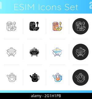 Trendy tableware icons set Stock Vector