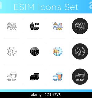 Kitcken dinnerware icons set Stock Vector
