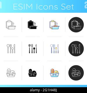 Modern tableware icons set Stock Vector