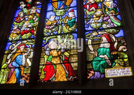 Canteleu (northern France): stained glass window of the Church of Saint Martin, where Gustave Flaubert's funeral took place on May 11, 1880 Stock Photo