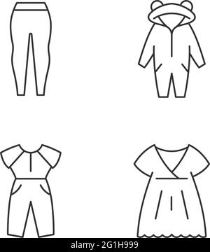 Sleepwear linear icons set Stock Vector