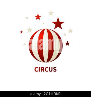 Element for circus poster with striped sphere. Poster for festival, holiday. Stock Vector