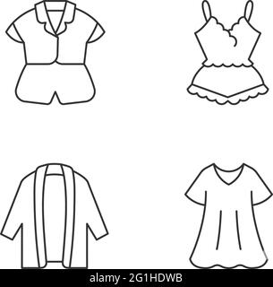 Homewear linear icons set Stock Vector