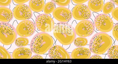 Sunny summer pattern. Bright yellow circles. Abstract seamless pattern. Trendy yellow 2021. Prints for fabrics and textiles. Children's clothing desig Stock Vector