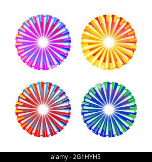 Set of colorful fireworks. Graphic design element. Vector illustration Stock Vector