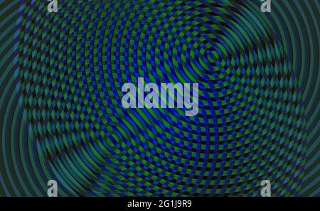 Abstract geometric background with intersecting concentric circles. Dynamic backdrop for screen saver, brochure, and cover. Vector illustration Stock Vector