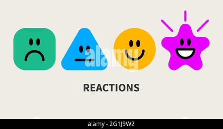 Set of emotional reactions. Negative, positive, neutral reaction. Icon for social networks. Review buttons Stock Vector