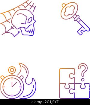 Quest room gradient linear vector icons set Stock Vector