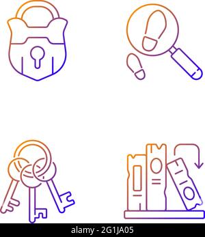 Solving mystery gradient linear vector icons set Stock Vector