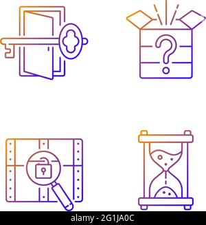 Puzzle gradient linear vector icons set Stock Vector