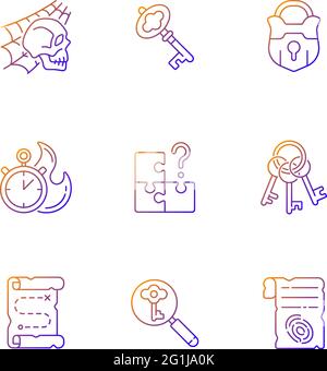 Quest gradient linear vector icons set Stock Vector