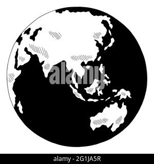 Globe earth graphic black white isolated sketch illustration vector Stock Vector