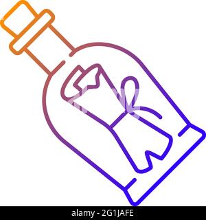 Message in bottle gradient linear vector icon Stock Vector