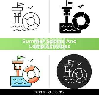 Lifeguarding training icon Stock Vector