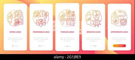 Effective logo design onboarding mobile app page screen with concepts Stock Vector