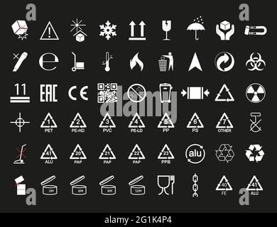 Set of packaging symbol. Vector illustration. flat design. Stock Vector
