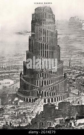 The Walls of Babylon and the Temple of Babel, ancient Babylon ...
