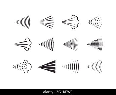 Aerosol, drop, spray icon set. Vector illustration. Flat design. Stock Vector