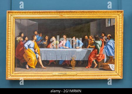 France, Paris, area listed as World Heritage by UNESCO, Louvre Museum, The Last Supper by Philippe De Champaigne Stock Photo