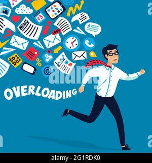 Input Overloading. Information Overload Concept. Young Women Running ...