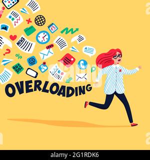 Input Overloading. Information Overload Concept. Young Women Running ...