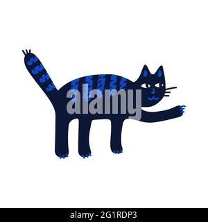 Pet grooming concept. Black cat holds out paw to trim claws. Cat care, grooming, hygiene, health. Pet shop, accessories. Flat style vector illustration Stock Vector