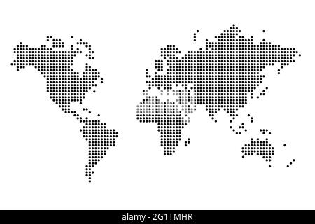 World map vector. Simple dot style world map - dotted technology style. Stock Vector