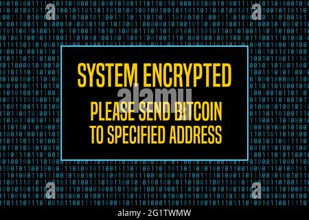 System encrypted screen. Ransomware data breach extortion. Computer security vector concept graphics. Stock Vector