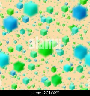 Abstract seamless flying colorful cube background. Pattern with random small colorful cubes Stock Photo