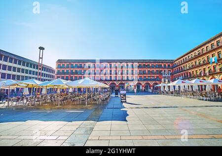 CORDOBA, SPAIN - SEP 30, 2019: Enjoy impressive architecture of monumental Corredera Square, on Sep 30 in Cordoba, Spain Stock Photo