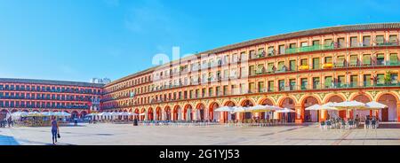 Corredera Square is one of the most impressive city locations with monumental architecture and preserved historic landmarks, Cordoba, Spain Stock Photo