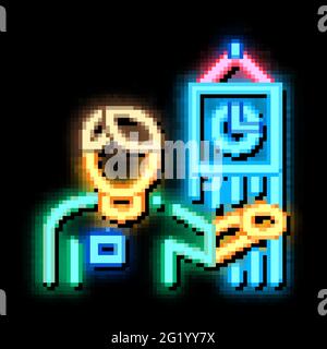 Guide near Big Ben neon glow icon illustration Stock Vector