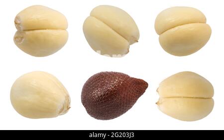 Snack skin fruit or Salak fruit isolated on white background Stock Photo