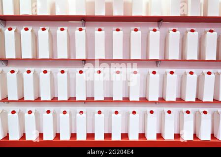 Packaging for pasteurized dairy products Stock Photo