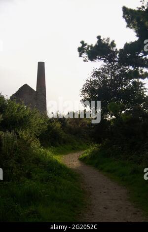 Wheal Peevor, Cornish Mine, Engine Pumping House. Industrial Heritage and Economic Geology. Cornwall, UK. Stock Photo