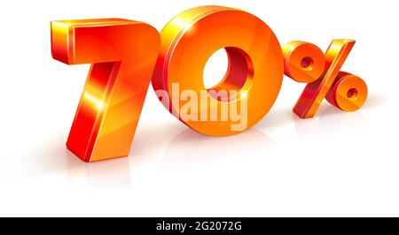 Vector shiny Orange Red 3d sign 70% seventy percent. suitable for use on advertising banners, flyers any promotional items. Seasonal discounts, Black Stock Vector