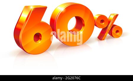 Vector shiny Orange Red 3d sign 60% sixty percent. suitable for use on advertising banners, flyers any promotional items. Seasonal discounts, Black Fr Stock Vector