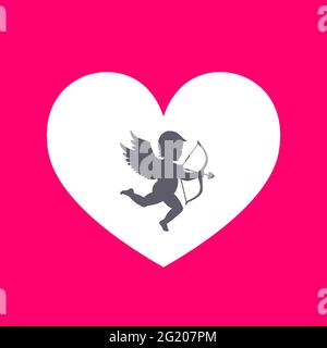 The 14th of February. Cupid with bow and arrow. greeting card for Valentine's Day. The 14th of February Stock Vector