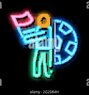 Football Fan neon glow icon illustration Stock Vector