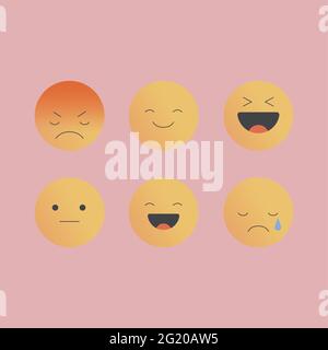 Set of emoticon smile icon in a flat design. Stock Vector