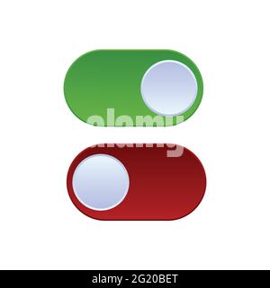 Flat icon colorful switchers onoff isolated on white background. Toggle switch icon, blue in on position, grey in off. Template for mobile and web Stock Vector