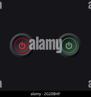 Turn on off button - vector dark design Stock Vector
