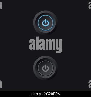 Turn on off button - vector dark design Stock Vector